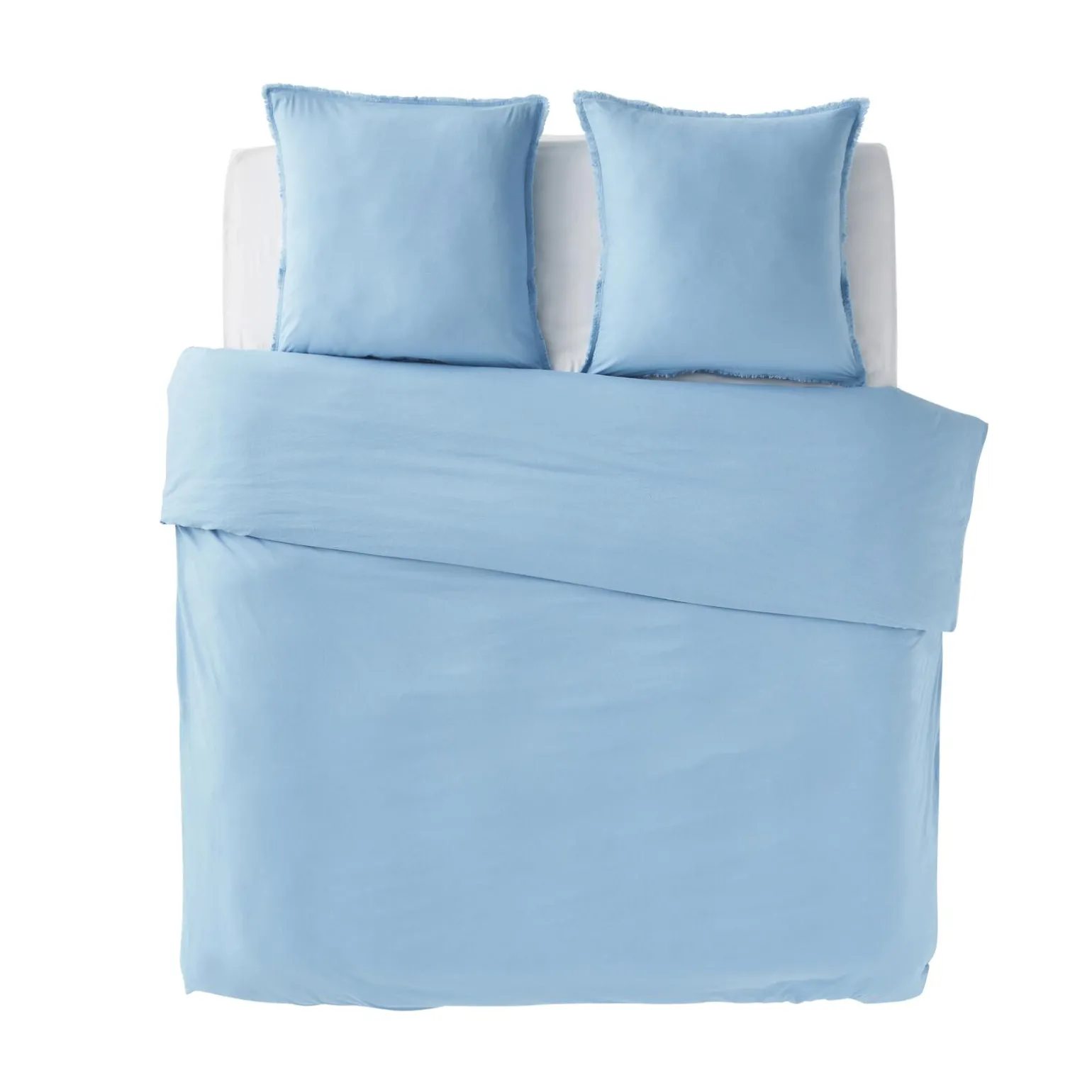 Parure de lit en coton lavé ZOHA bleu acier 240 x 220 cm - 4MURS