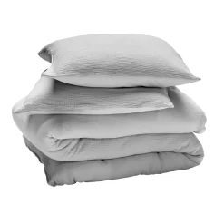 Parure de lit en gaze de coton ANOKIAS gris perle 140 x 200 cm - 4MURS