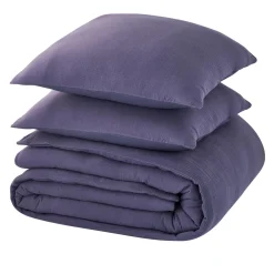 Parure de lit en gaze de coton ANOKIAS bleu marine 240 x 260 cm
