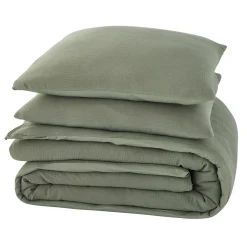 Parure de lit en gaze de coton ANOKIAS kaki 240 x 220 cm - 4MURS