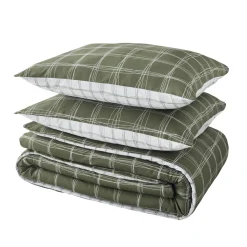 Parure de lit en percale de coton GABRIEL vert 260 x 240 cm - 4MURS