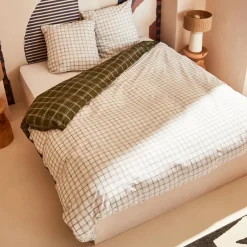 Parure de lit en percale de coton GABRIEL vert 240 x 220 cm - 4MURS