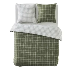 Parure de lit en percale de coton GABRIEL vert 240 x 220 cm - 4MURS
