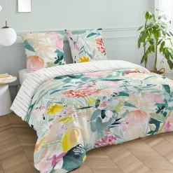 Parure de lit en percale de coton AQUARELLA multicolore 260 x 240 cm