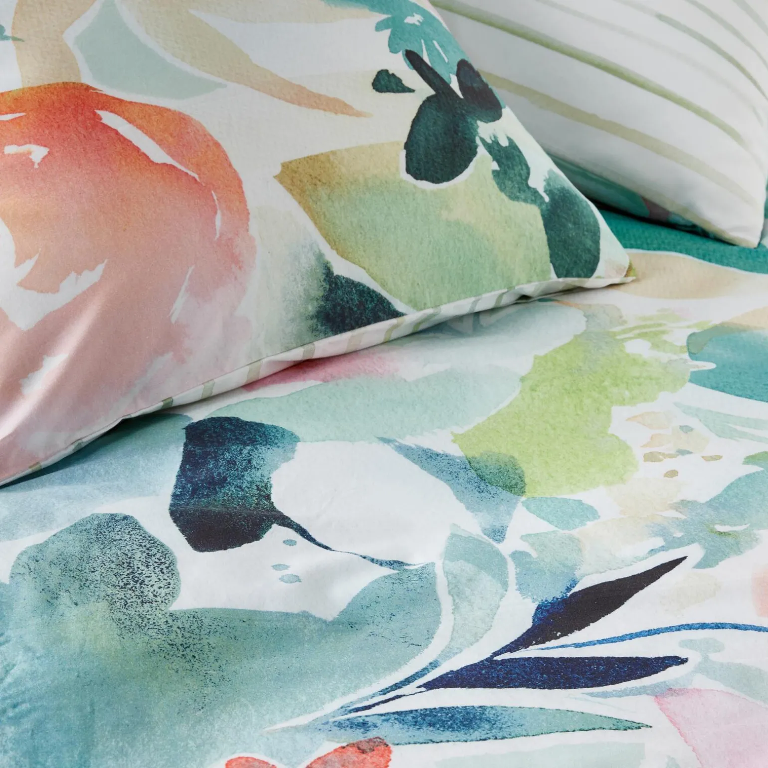 Parure de lit en percale de coton AQUARELLA multicolore 240 x 220 cm