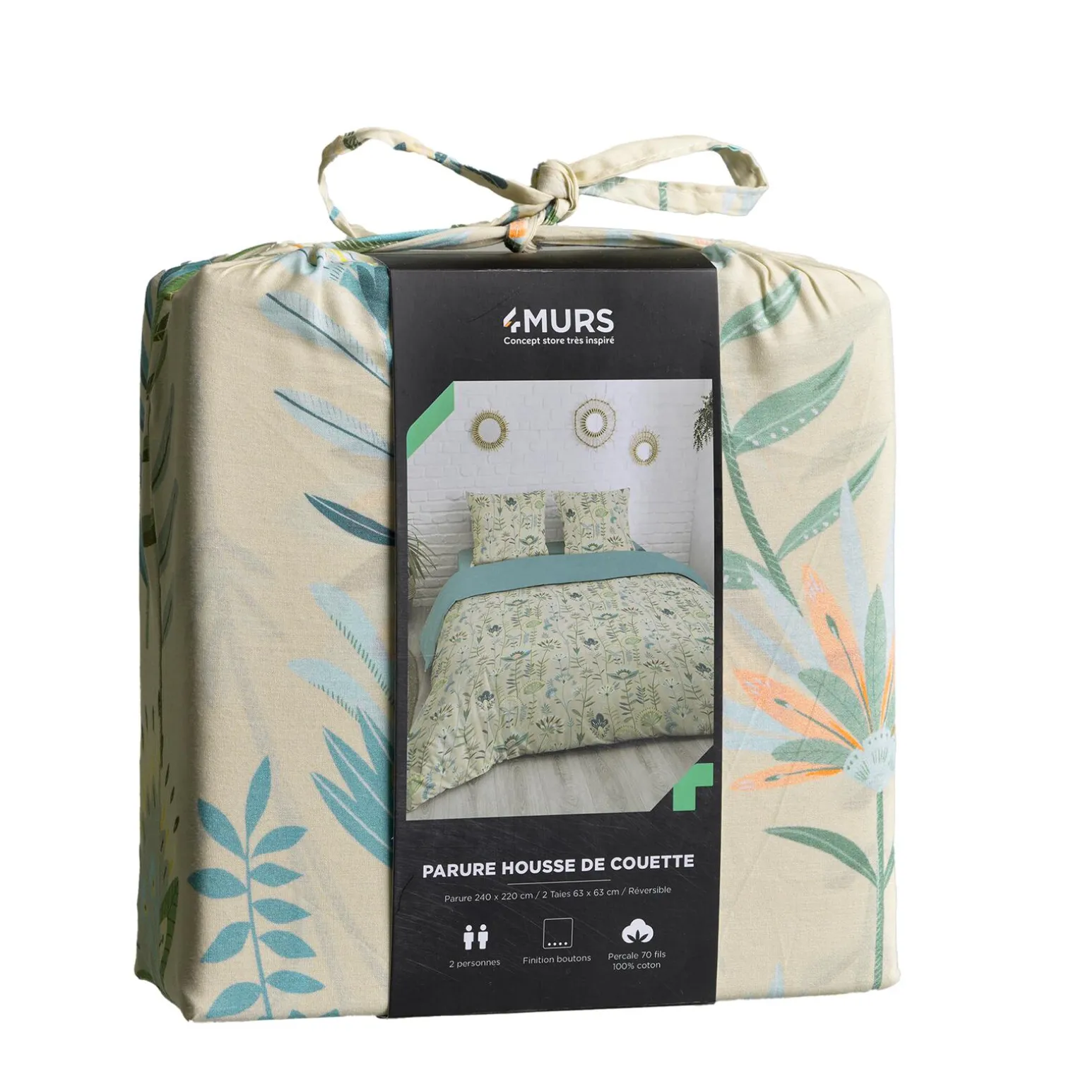 Parure de lit en percale de coton BALATA rose 260 x 240 cm - 4MURS