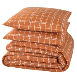 Parure de lit en toile de coton CRAFTED CHECK camel 260 x 240 cm