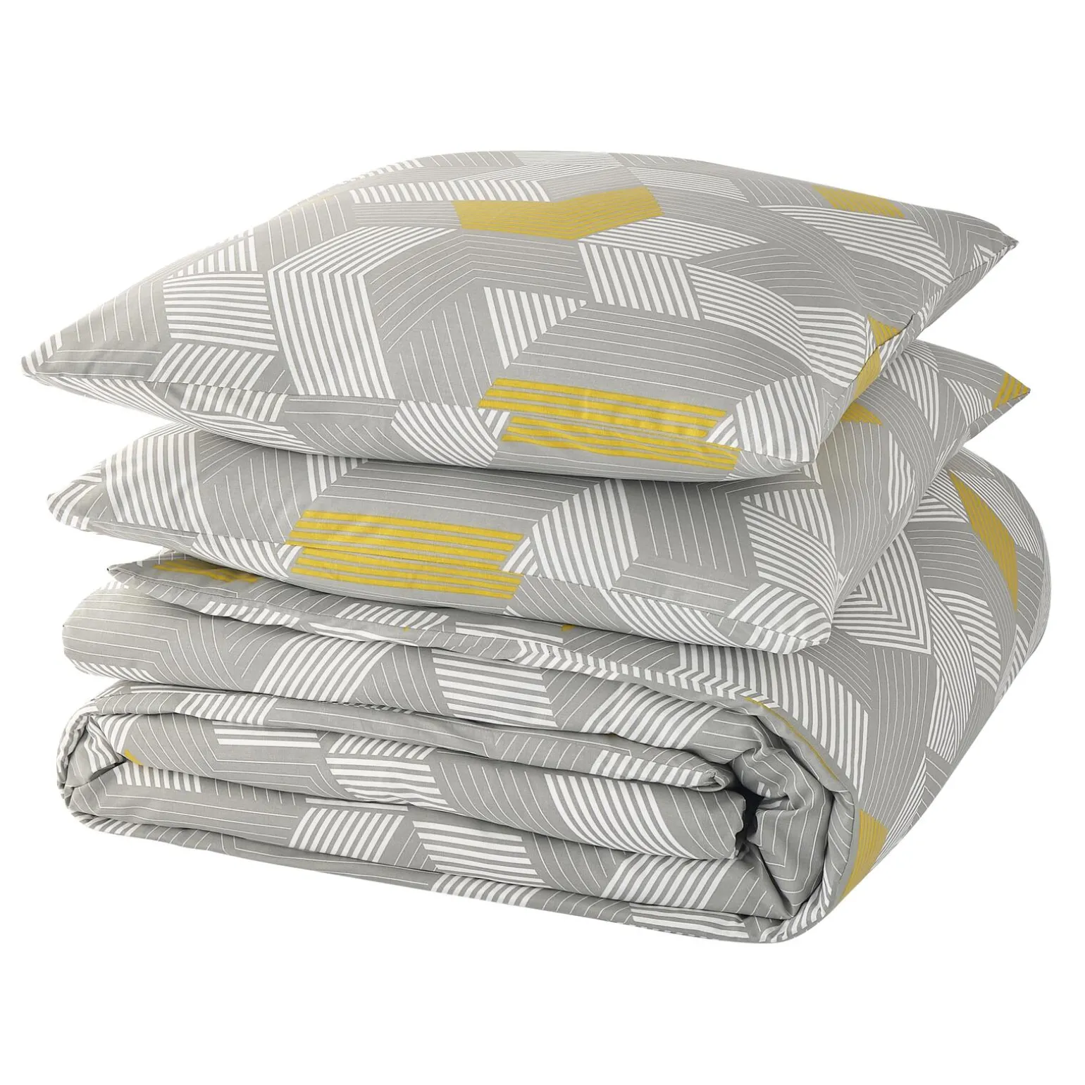 Parure de lit en toile de coton ALU BIG gris jaune 260 x 240 cm