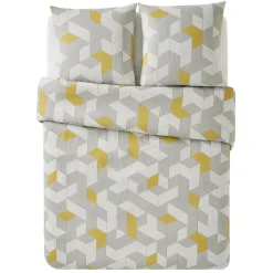 Parure de lit en toile de coton ALU BIG gris jaune 260 x 240 cm