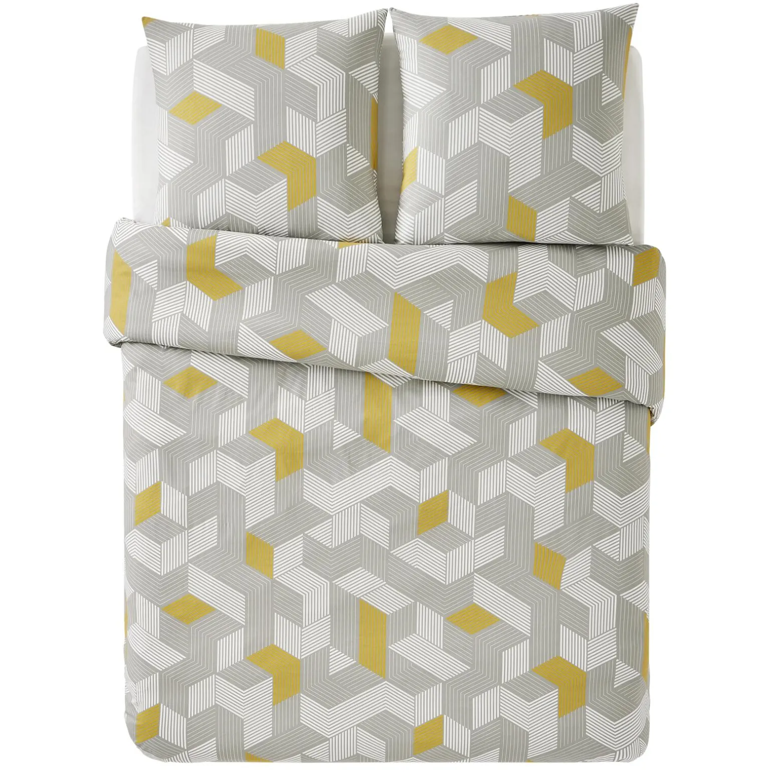 Parure de lit en toile de coton ALU BIG gris jaune 260 x 240 cm