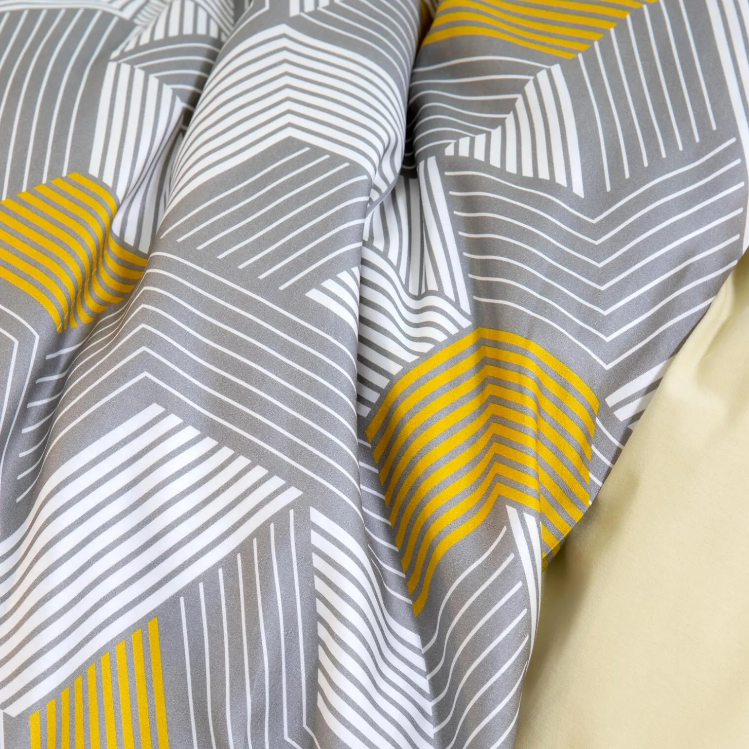 Parure de lit en toile de coton ALU BIG gris jaune 260 x 240 cm