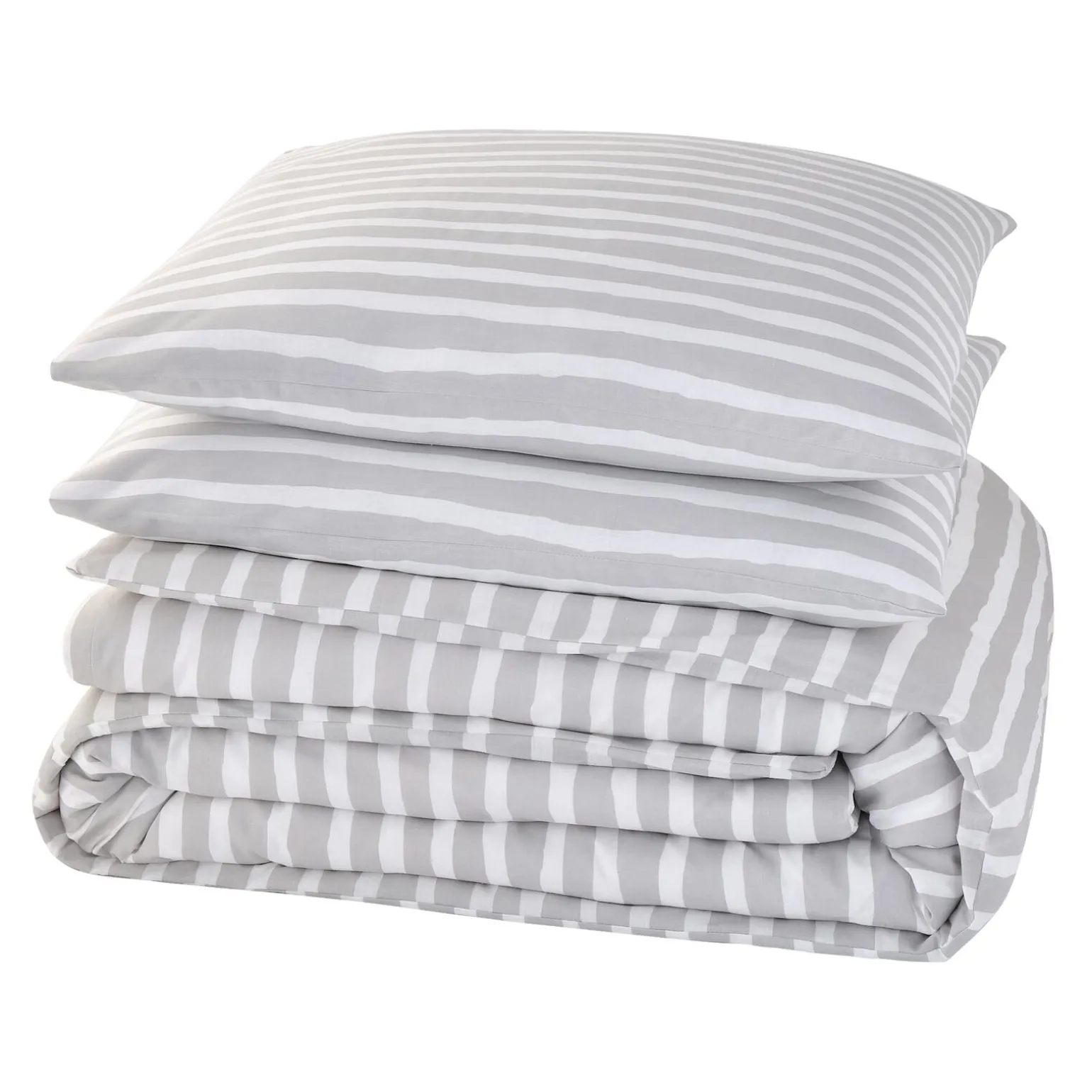 Parure de lit en toile de coton BRUSH STRIPES gris 260 x 240 cm