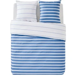 Parure de lit en toile de coton STRIPES bleu 240 x 220 cm - 4MURS