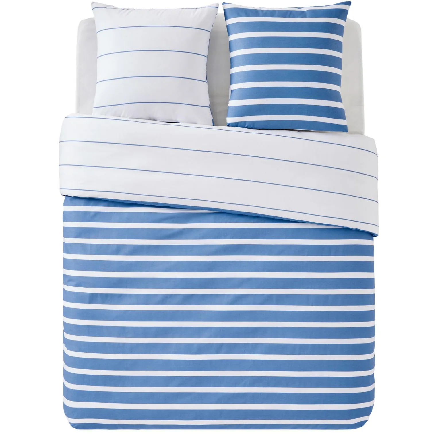 Parure de lit en toile de coton STRIPES bleu 240 x 220 cm - 4MURS