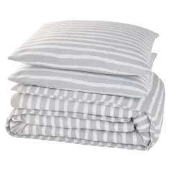 Parure de lit en toile de coton BRUSH STRIPES gris 240 x 220 cm