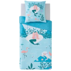 Parure de lit en toile de coton SIRENINA bleu acqua 140 x 200 cm