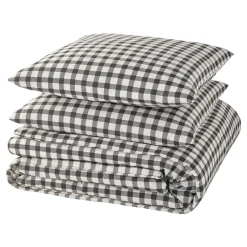 Parure de lit en toile de coton SOL beige/anthracite 260 x 240 cm