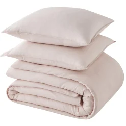 Parure de lit lin et coton lavé MACHA bois de rose 260 x 240 cm