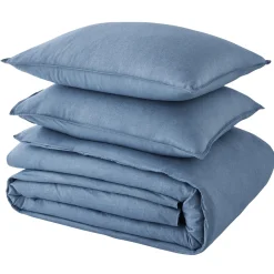 Parure de lit lin et coton lavé MACHA bleu mirage 240 x 220 cm - 4MURS