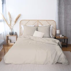 Parure de lit lin et coton lavé MACHA sable 260 x 240 cm - 4MURS