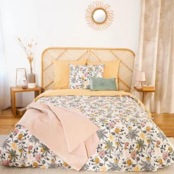 Parure de lit satin bio WAYAN coloris ocre 260 x 240 cm - 4MURS