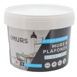 Peinture MURS ET PLAFONDS MONOCOUCHE Peinture blanc 10 L - 4MURS