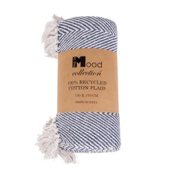 Plaid coton recyclé SAXA coloris marine - 4MURS