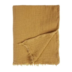 Plaid gaze de coton OCRA coloris ocre - 4MURS