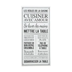 Plaque métal CUISINE AVEC AMOUR coloris blanc - 4MURS