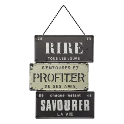 Plaque métal PROFITER DE LA VIE gris, blanc et noir - 4MURS