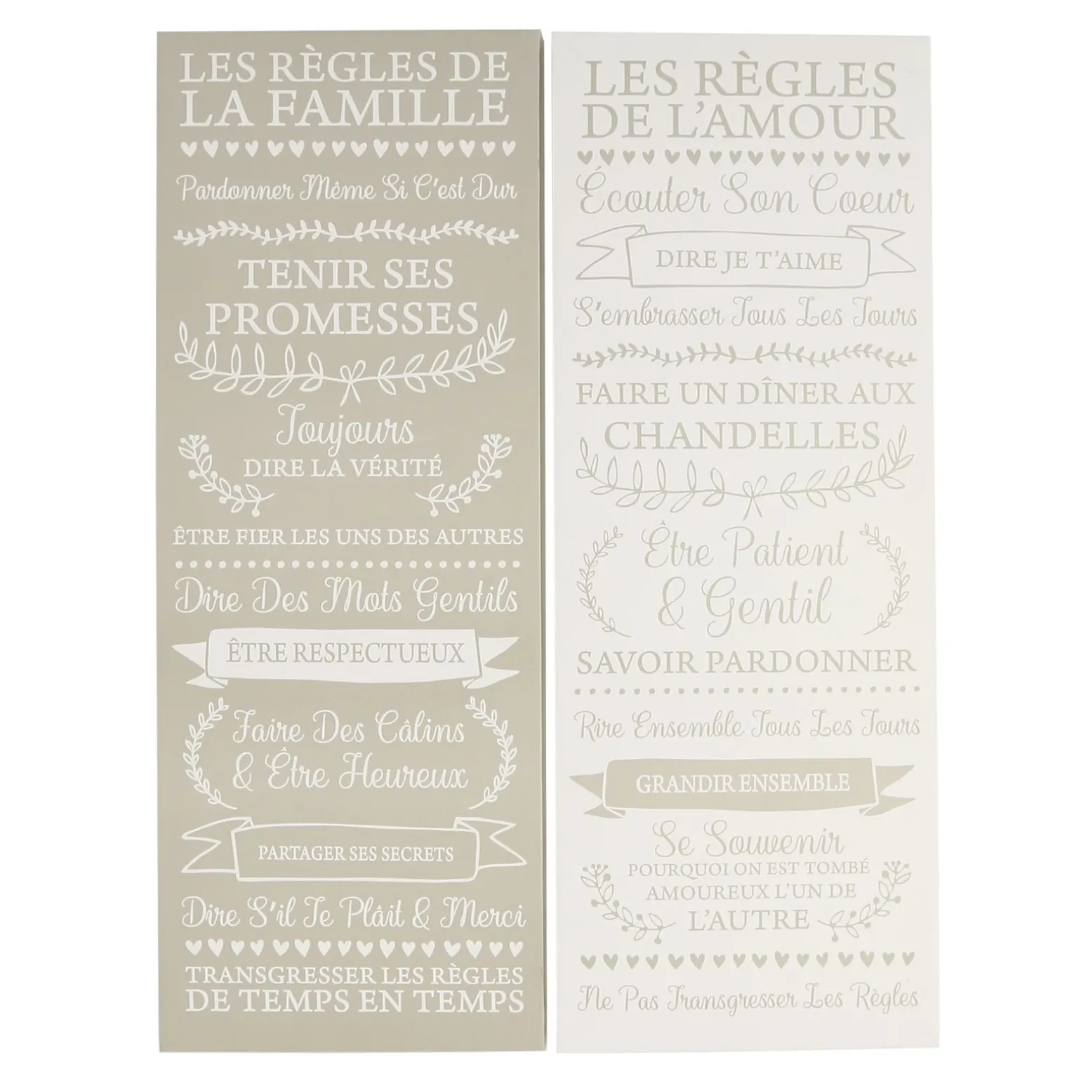 Plaque murale en bois HOUSE RULES coloris gris - 4MURS