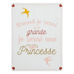 Plaque murale en bois PRINCESSE coloris blanc - 4MURS