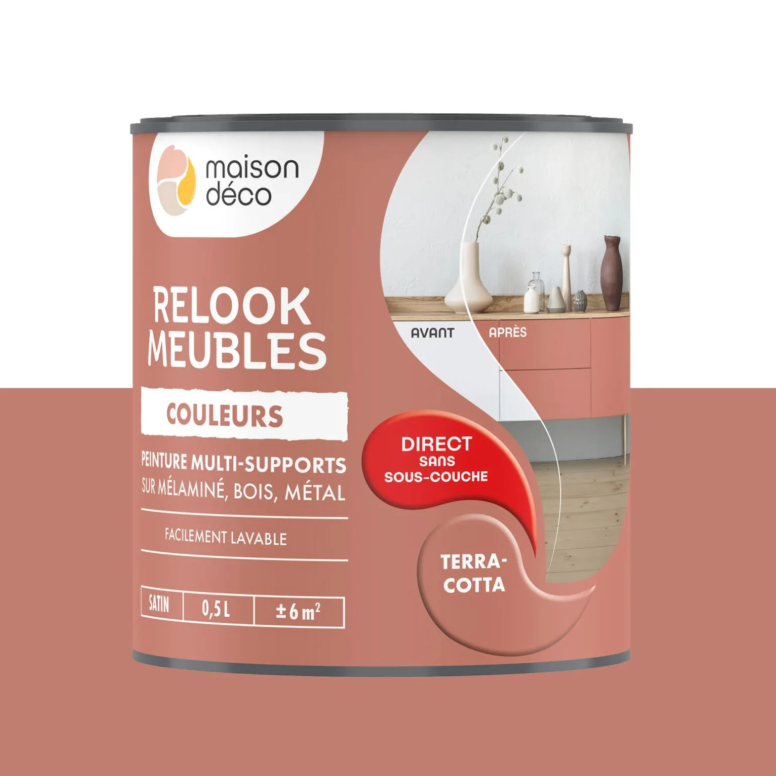 Relook meubles couleurs Peinture RELOOK MEUBLES Peinture terracotta Satiné 0,5 L