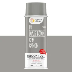 Relook tout aérosol Peinture Bombe de peinture gris béton Satiné 0,4 L