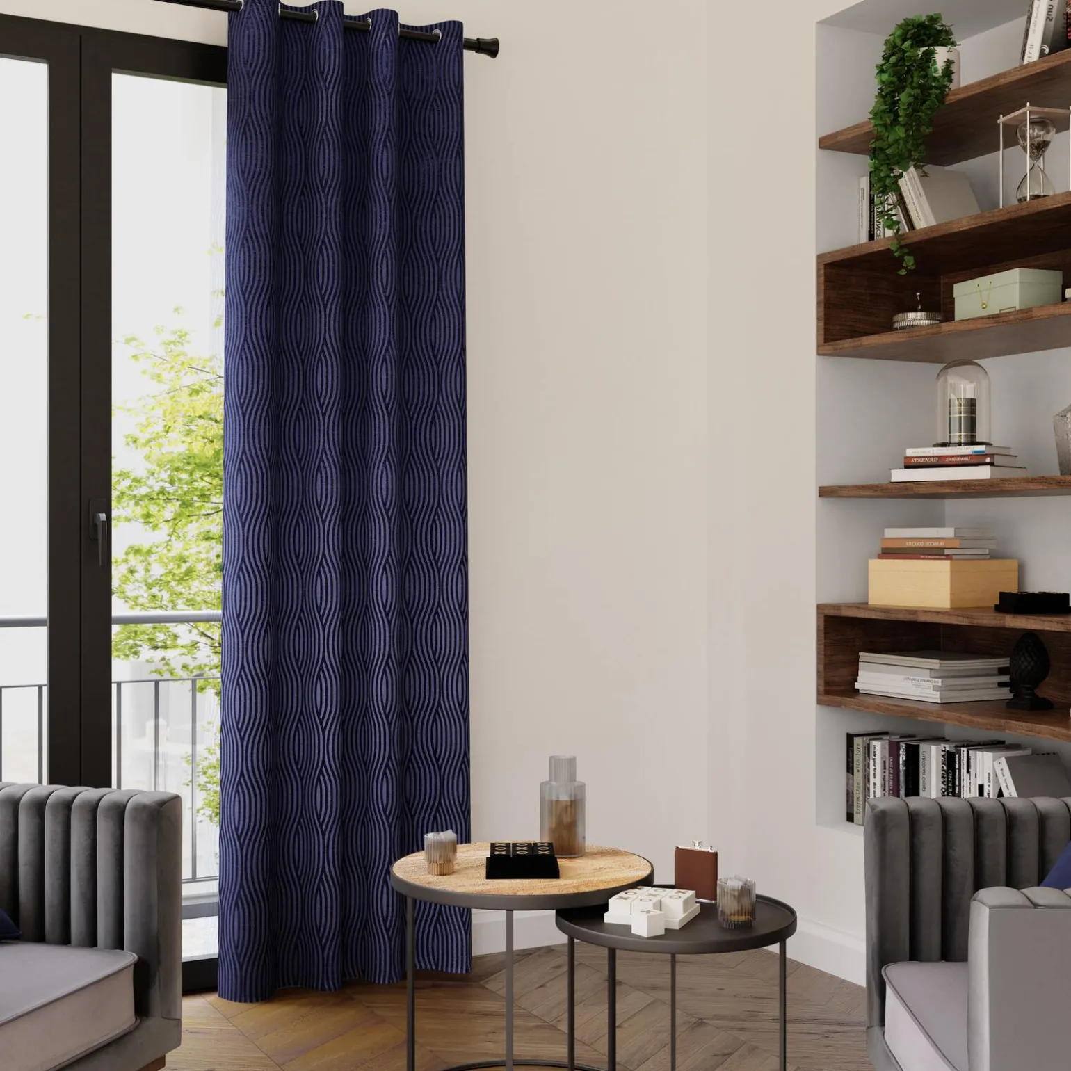 Rideau AZZURO coloris bleu nuit 140 x 260 cm - 4MURS