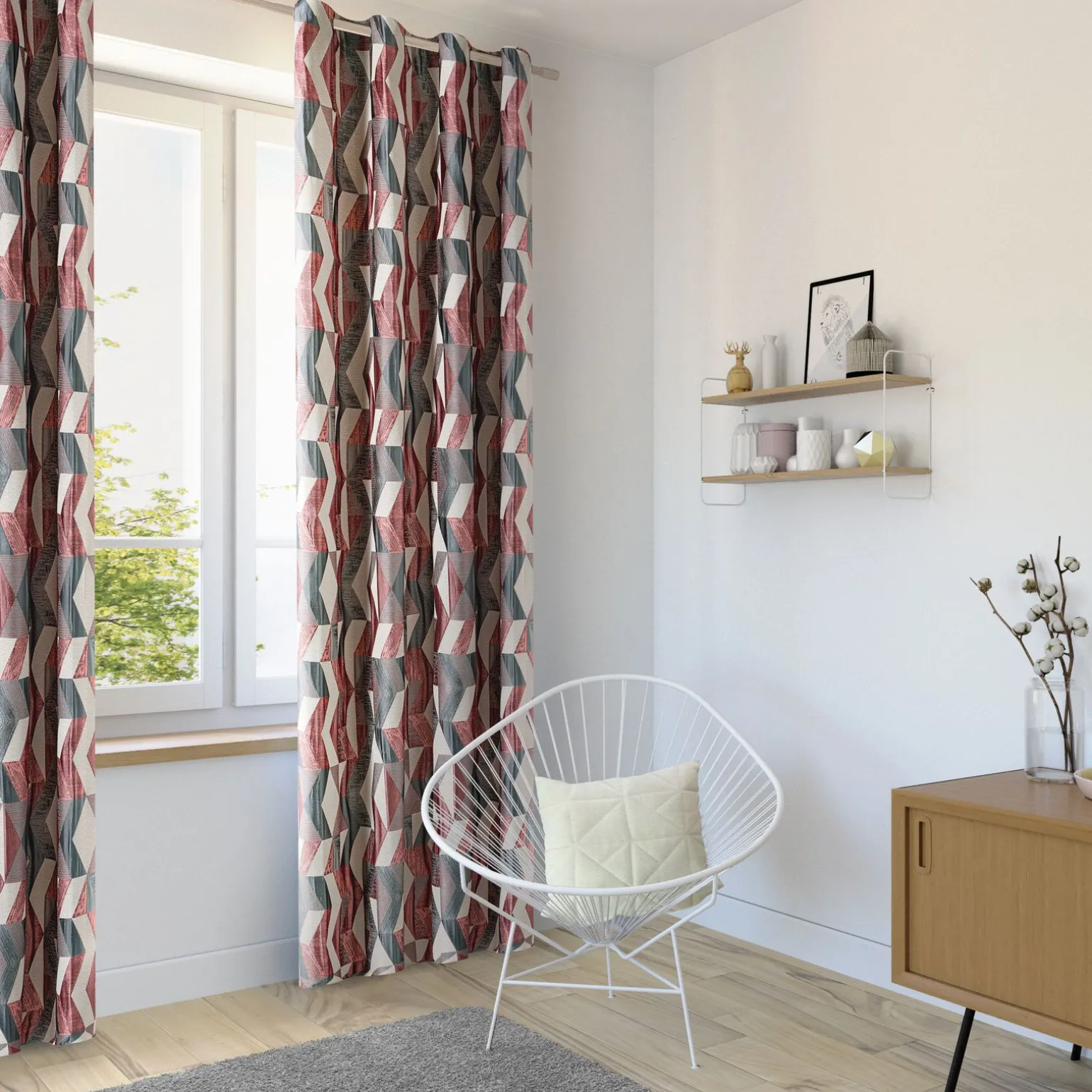 Rideau CHLOE coloris rose 135 x 240 cm - 4MURS
