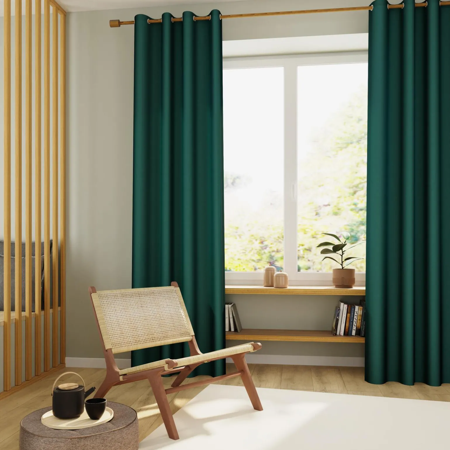 Rideau COTOON coloris bleu lagon 140 x 240 cm - 4MURS