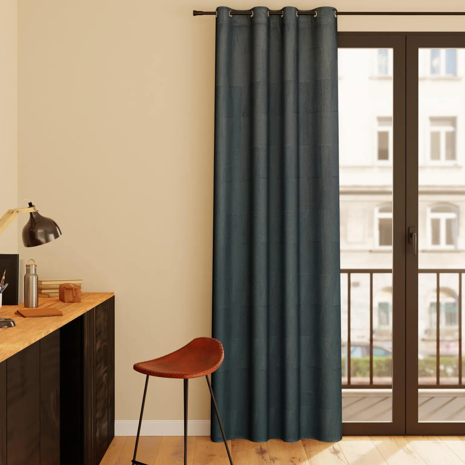 Rideau ENEE coloris bleu acier 140 x 260 cm - 4MURS