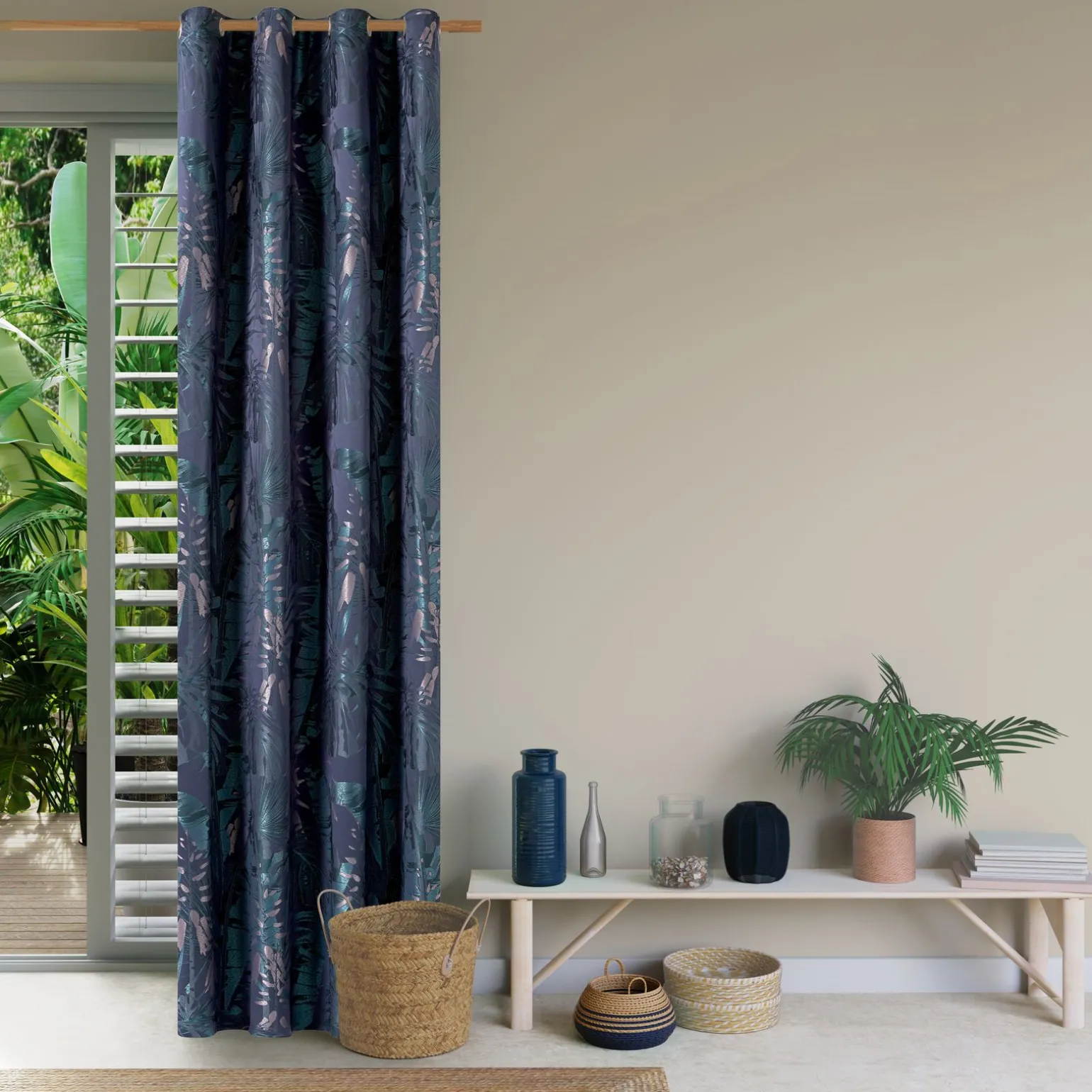 Rideau MANAUS coloris bleu nuit 140 x 260 cm - 4MURS