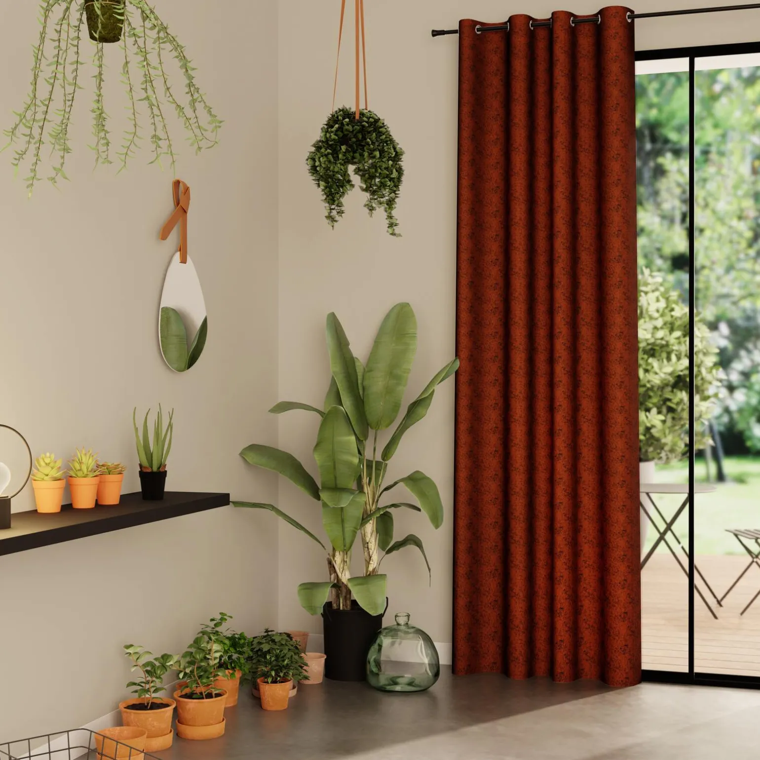 Rideau OSSIDO coloris brique 140 x 260 cm - 4MURS