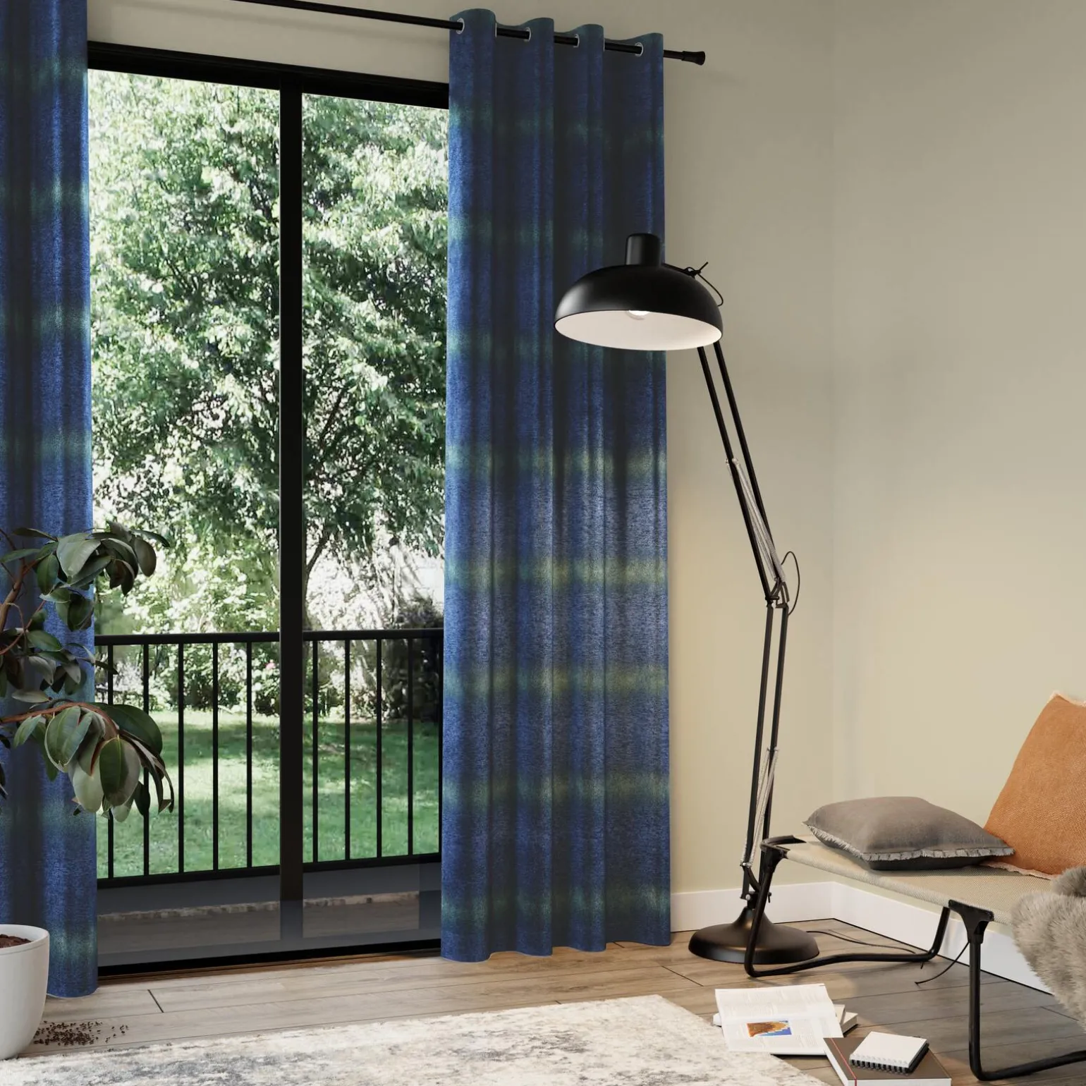 Rideau SFUMATO coloris bleu nuit 140 x 260 cm - 4MURS