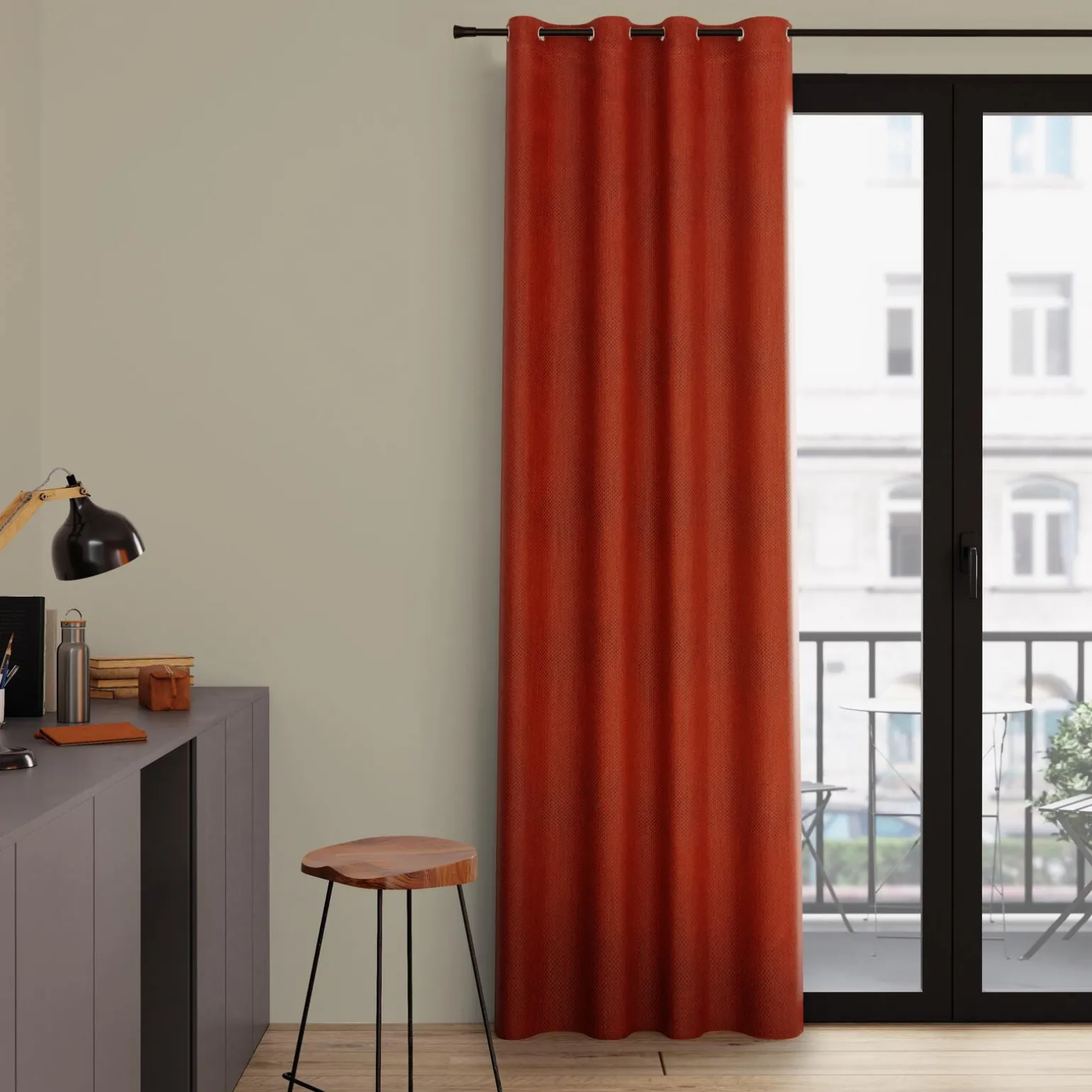 Rideau TRICTRAC coloris rouille 140 x 260 cm - 4MURS