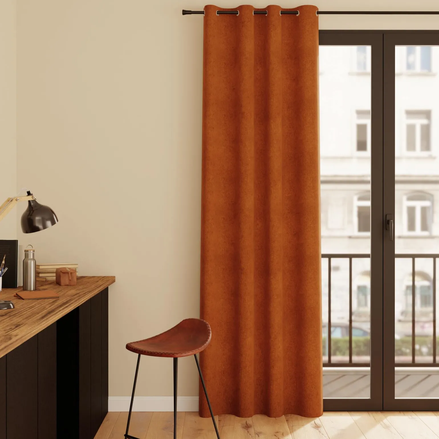Rideau WALL STREET coloris roux 145 x 260 cm - 4MURS