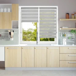Store jour/nuit SOLSTICE coloris blanc / noir 60 x 250 cm - 4MURS