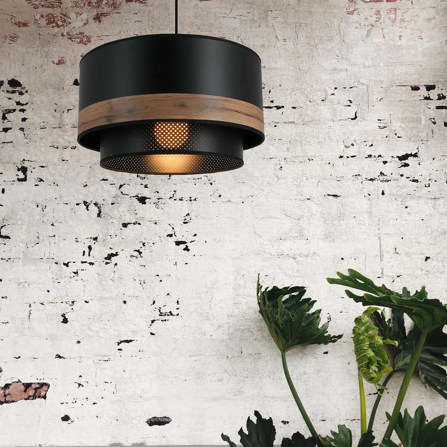 Suspension BACK UP coloris noir et bois 21 x 38 cm - 4MURS