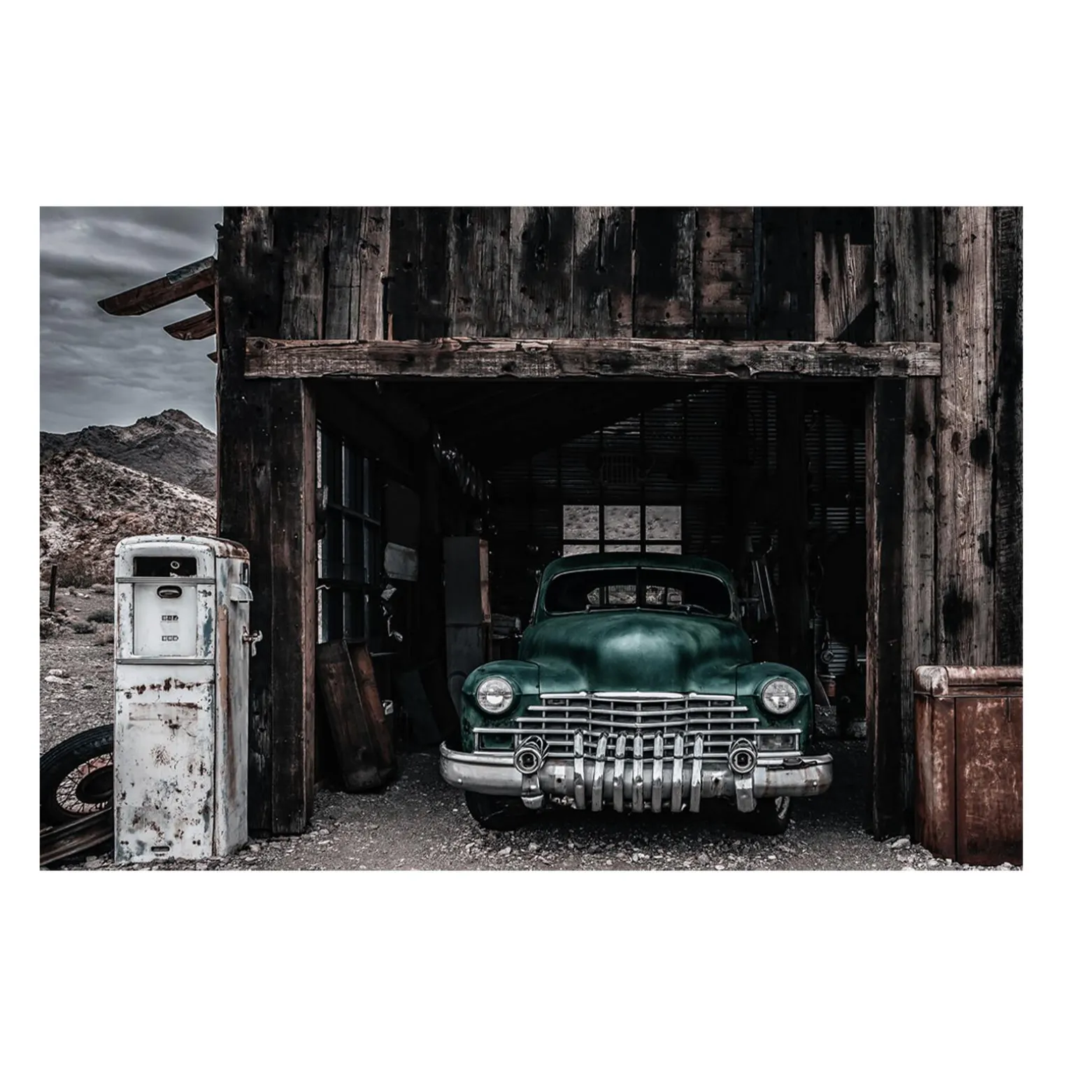 Tableau en verre GREEN CAR coloris gris - 4MURS