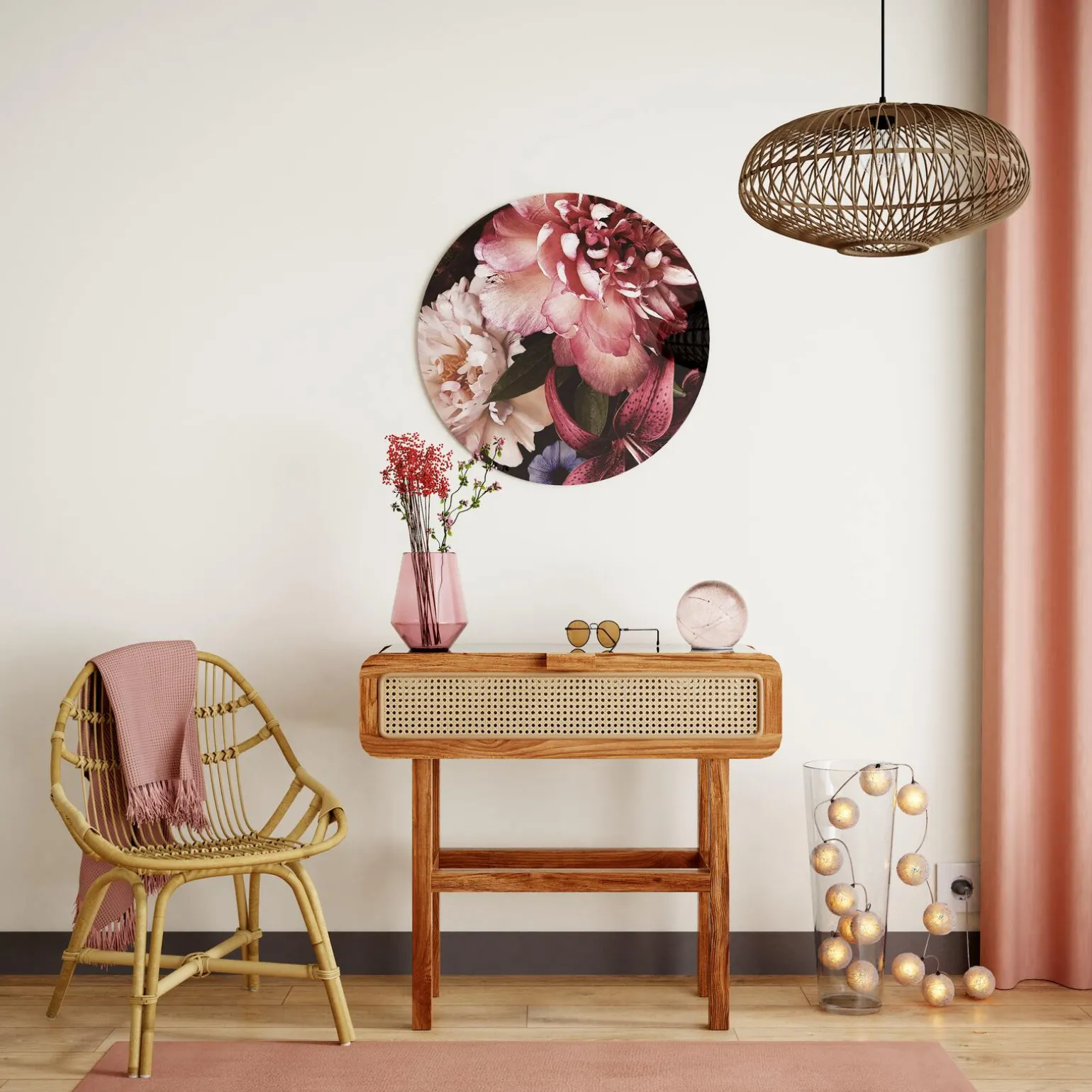 Tableau en verre ROSALIA coloris bordeaux - 4MURS