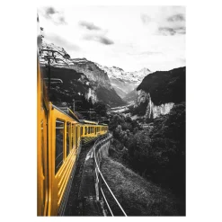 Tableau en verre YELLOW TRAIN coloris noir et jaune - 4MURS