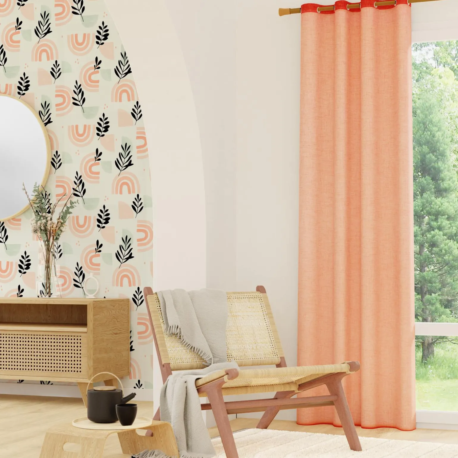 Voilage AIA coloris corail 140 x 240 cm - 4MURS