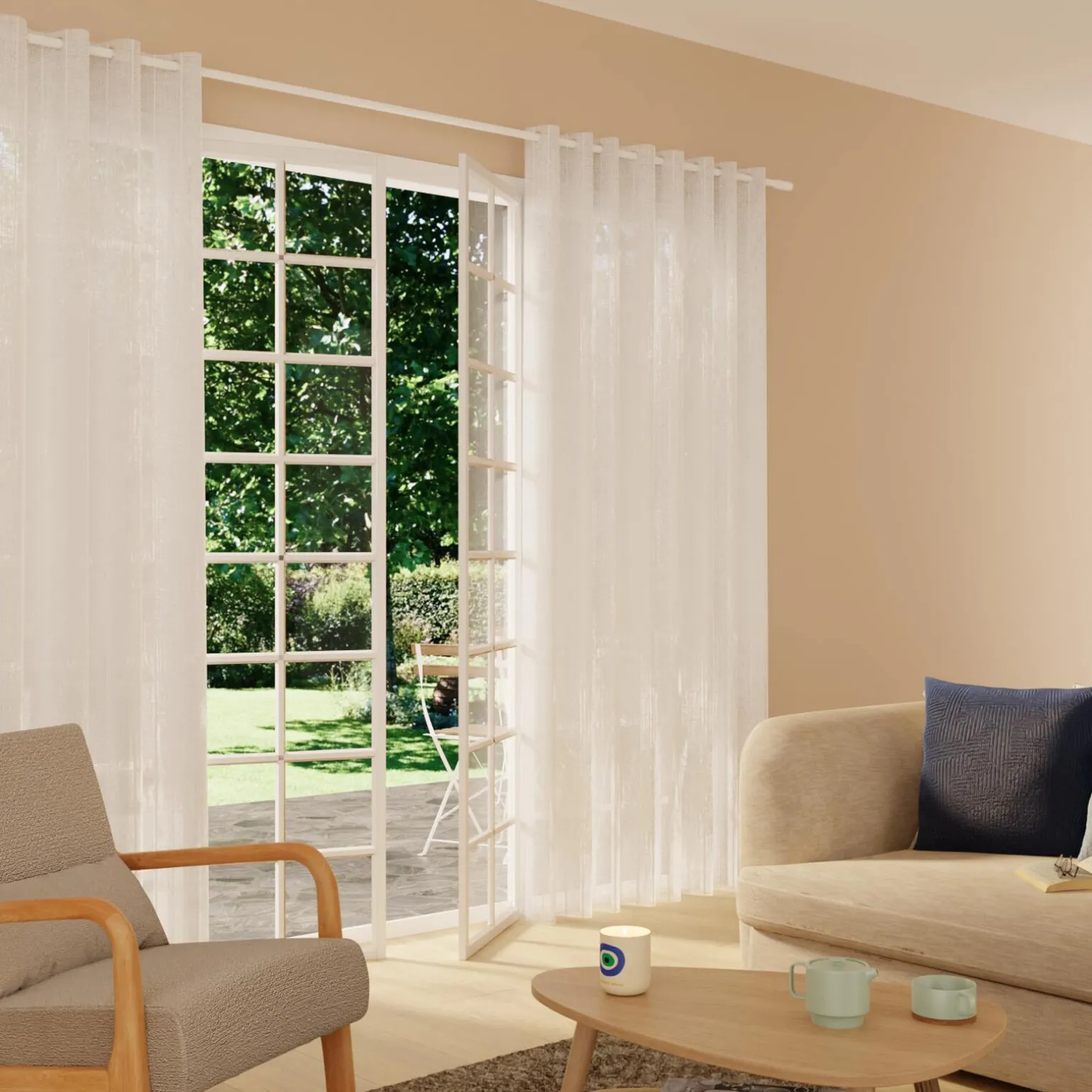 Voilage CALVI coloris blanc 240 x 260 cm - 4MURS